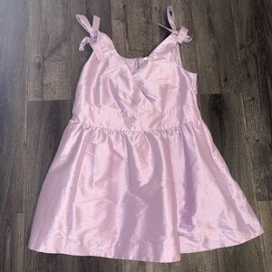 Lilac purple Satin surplice neck dress
